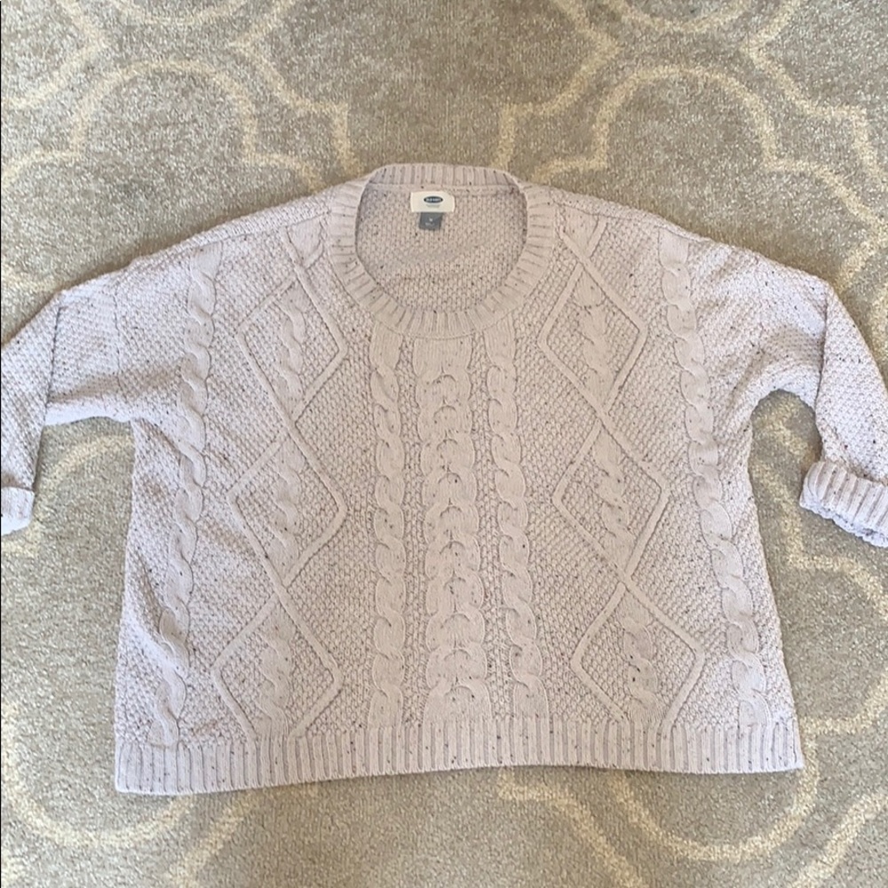Cream color knit sweater 3/4 sleeve Crop style